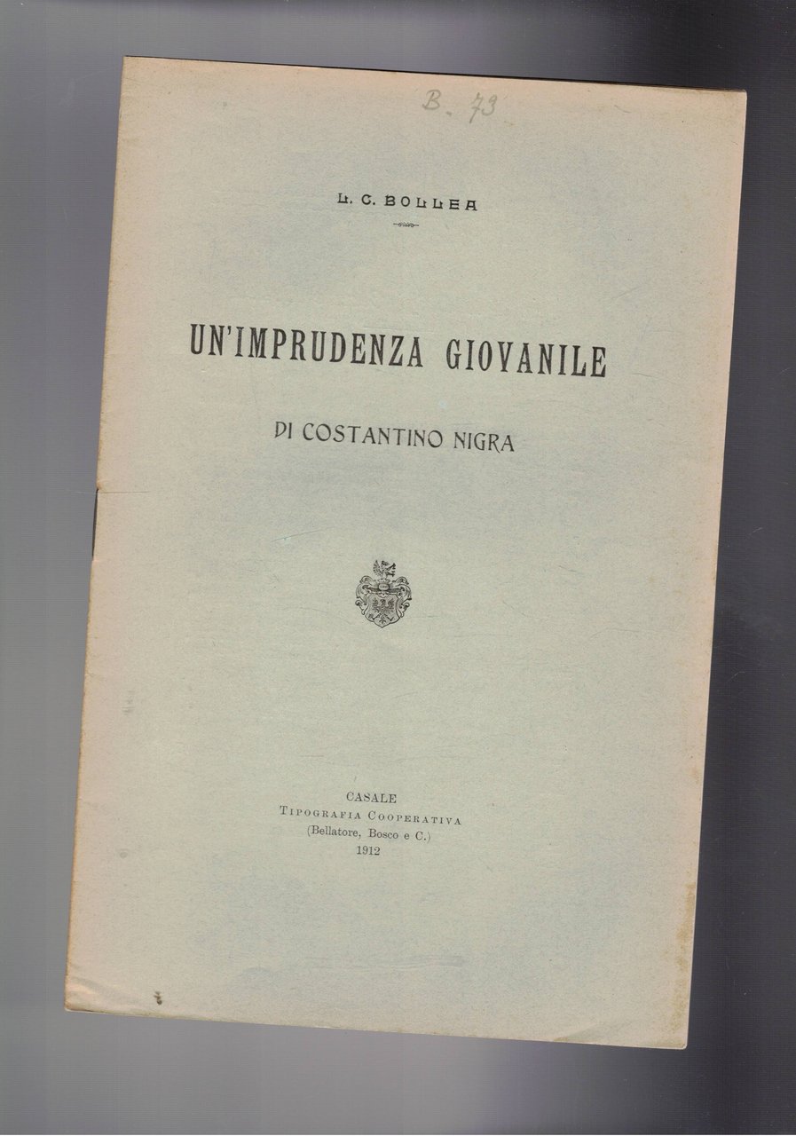 Un'imprudenza giovanile di Costantino Nigra. Estratto.