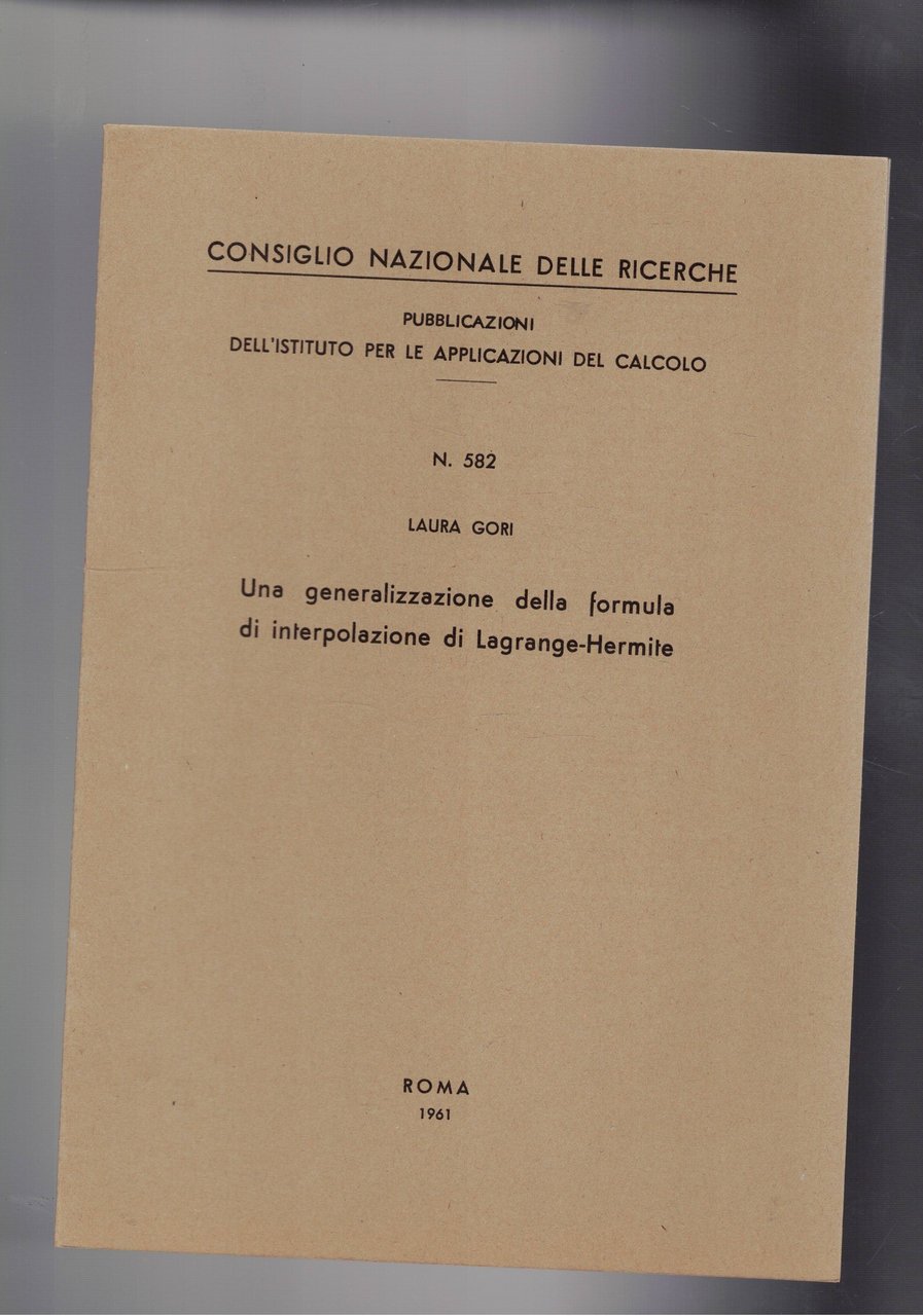 Una generalizzazione della formula di interpolazione di Lagrange-Hermite. Estratto.
