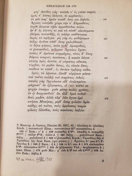 EURIPIDES: HERACLIDAE Edidit Antonius Garzya Very Good- with no dust …