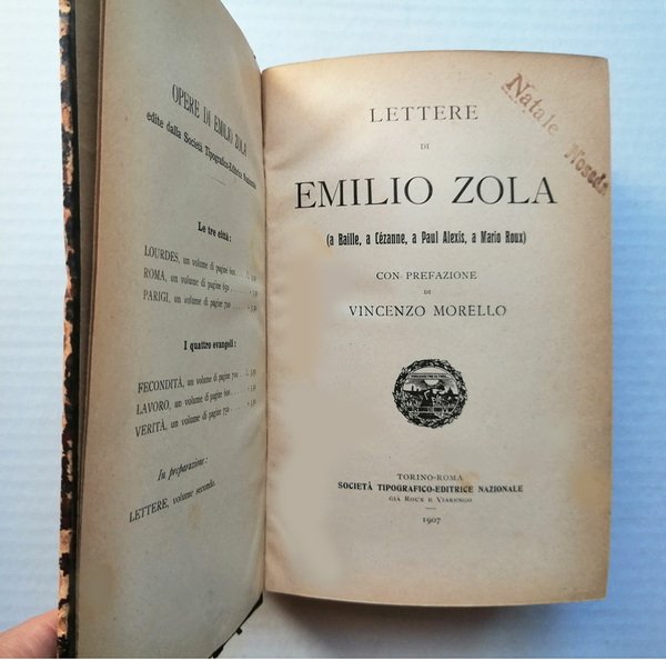 Lettere di Emilio Zola a Baille, a Cezanne, a Paul …