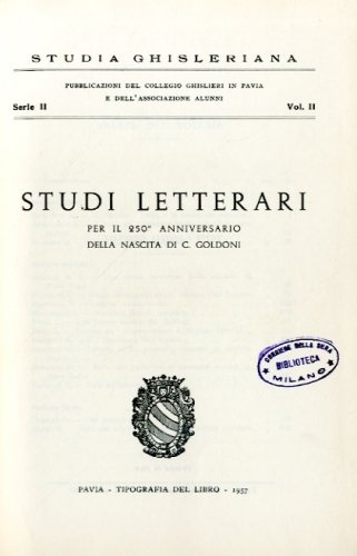 Studi letterari. Per il 250° anniversario della nascita di C. …