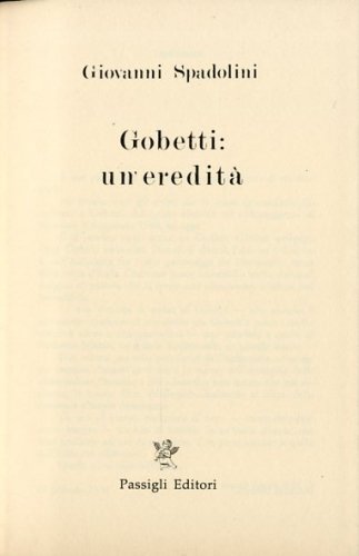 Gobetti: un'eredita'.