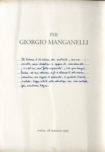 Per Giorgio Manganelli.