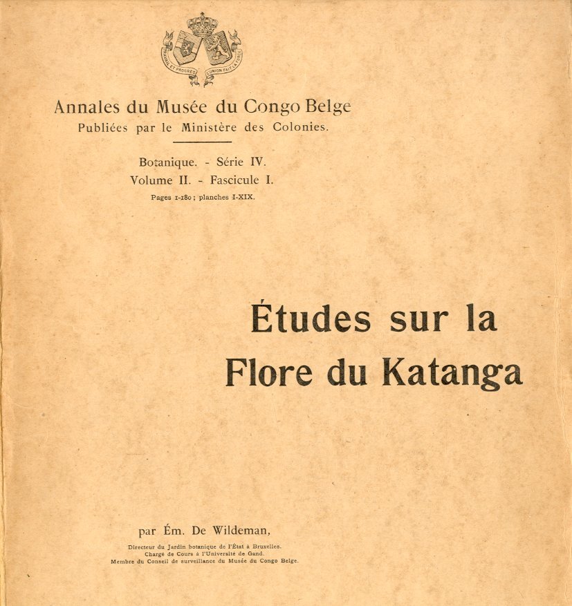 Etudes sur la Flore du Katanga - Annales du Musee … | Immagine principale