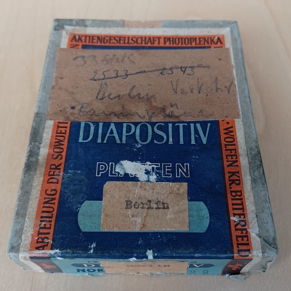 5 Diapositive (Glasplatten) zur Stadtplanung für Berlin nach 1945.