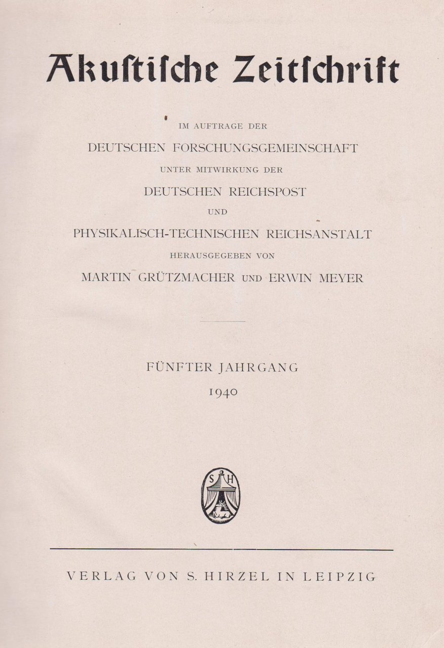 Akustische Zeitschrift. Fünfter Jahrgang 1940.