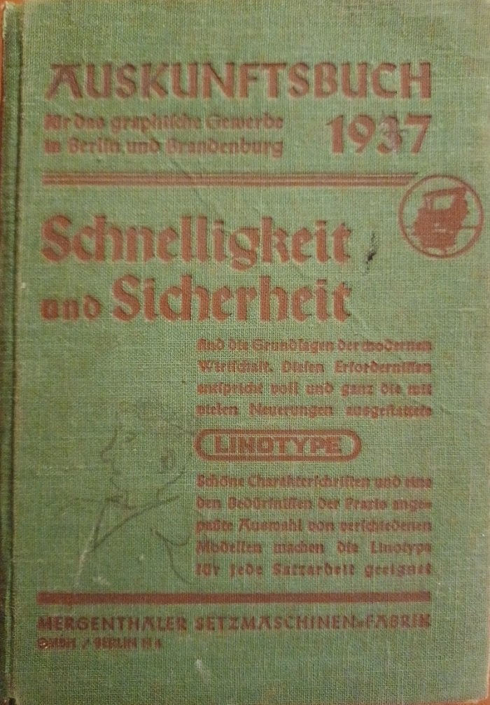 Auskunftsbuch für das graphische Gewerbe in Berlin und Brandenburg.