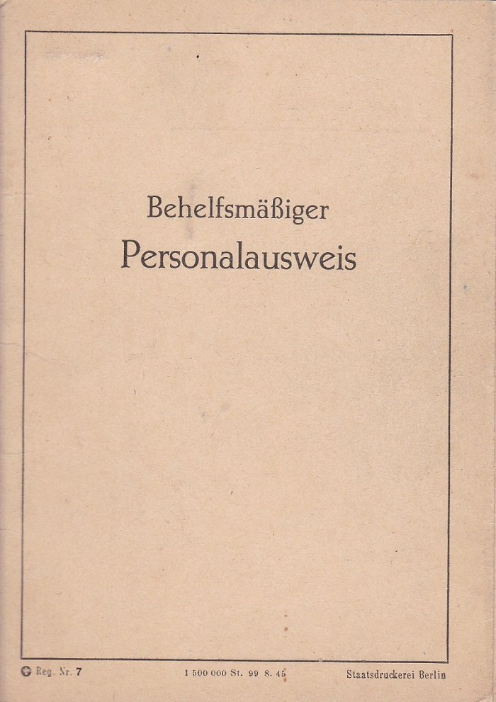 Behelfsmäßiger Personalausweis.