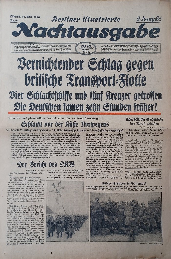 Berliner illustrierte Nachtausgabe. Nr. 84. Mittwoch, 10. April 1940.