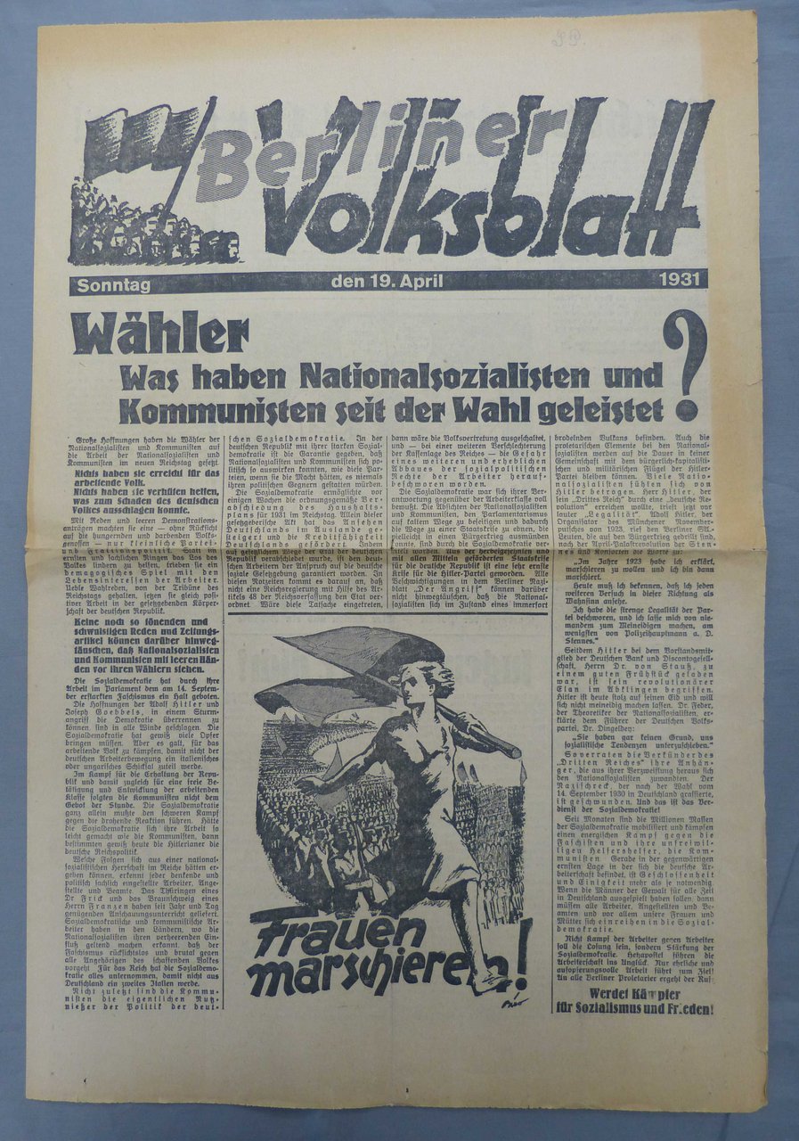 Berliner Volksblatt, 19. April 1931.