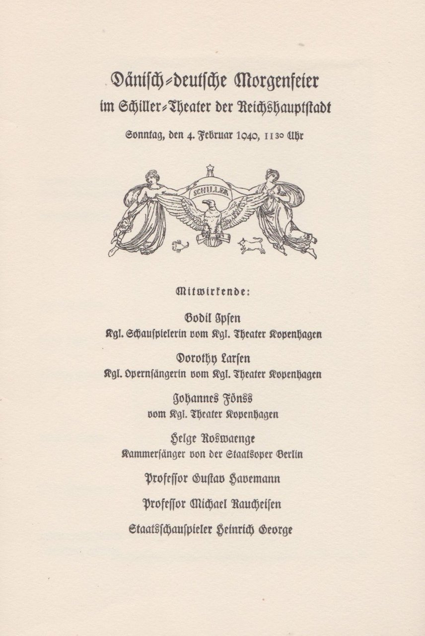Dänisch-deutsche Morgenfeier im Schiller-Theater der Reichshauptstadt.