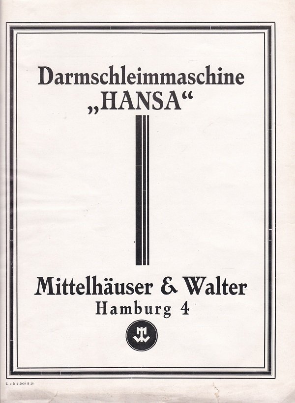 Darmschleimmaschine "Hansa".