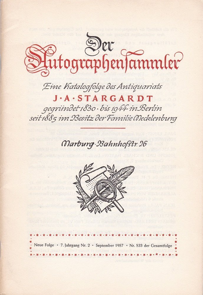 Der Autographensammler. Nr. 533, September 1957.