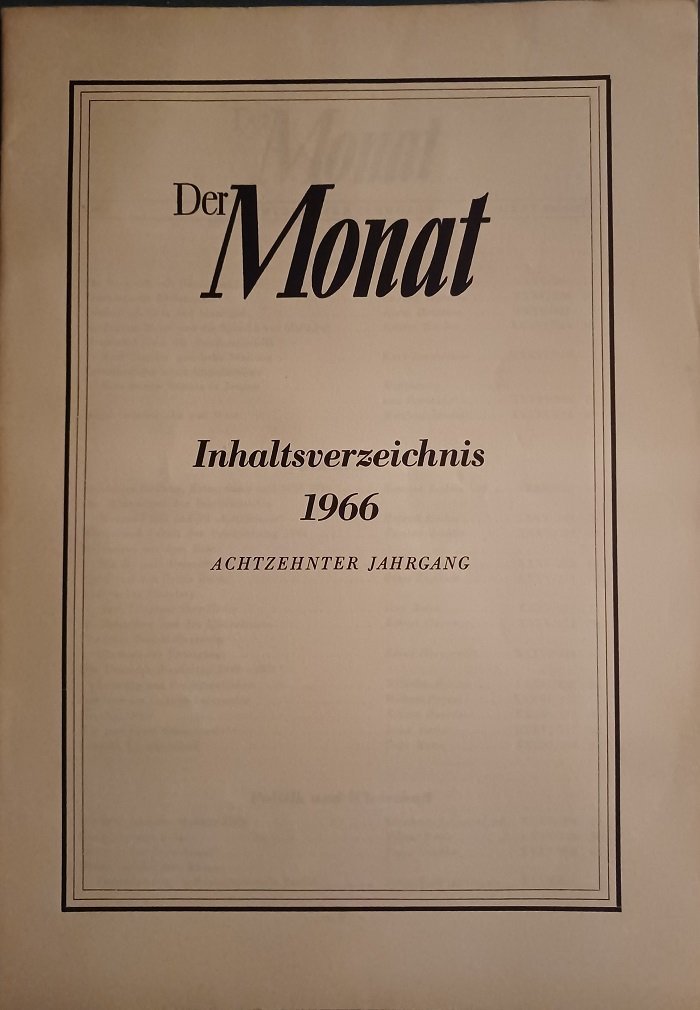 Der Monat. Eine internationale Zeitschrift für Politik und geistiges Leben.