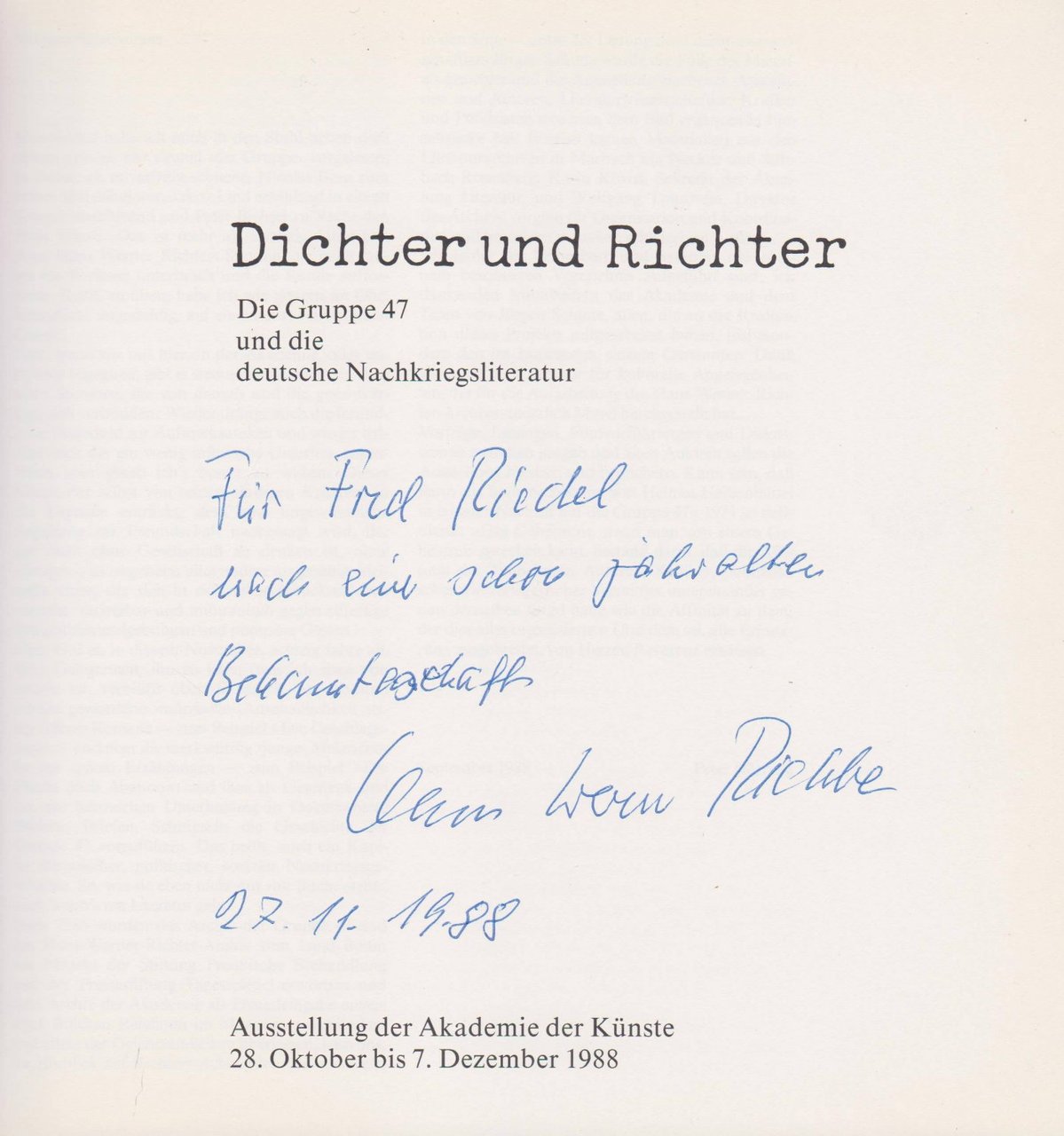 Dichter und Richter. Die Gruppe 47 und die deutsche Nachkriegsliteratur. …