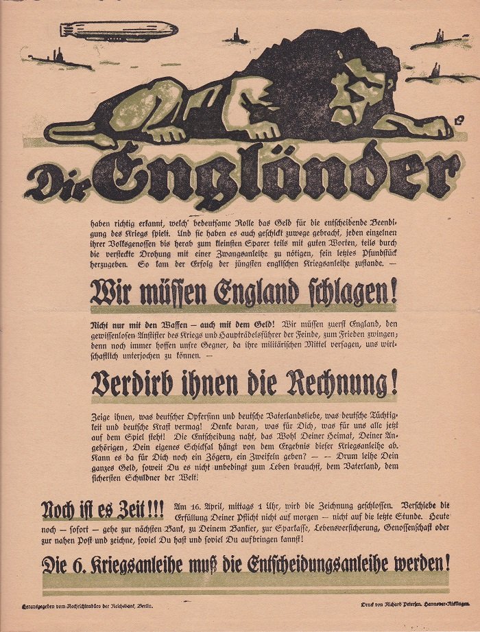Die Engländer haben richtig erkannt [.] Die 6. Kriegsanleihe muß …