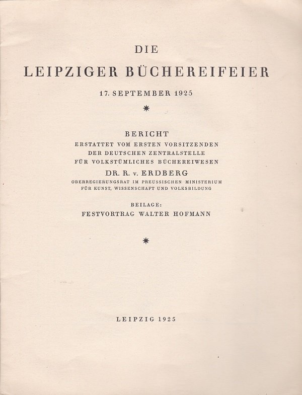 Die Leipziger Büchereifeier 17. September 1925.