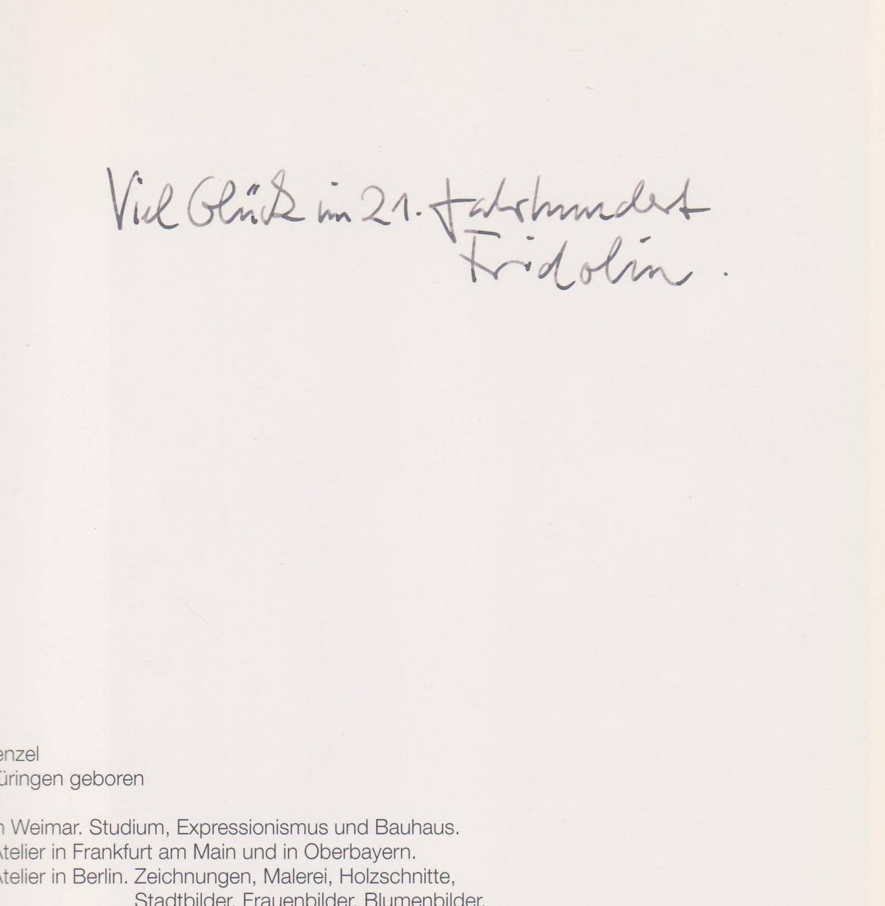 Fridolin Frenzel. (Widmung!).