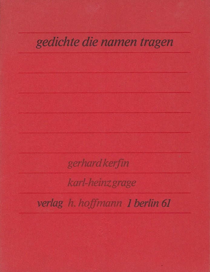 gedichte die namen tragen. (Signiert)