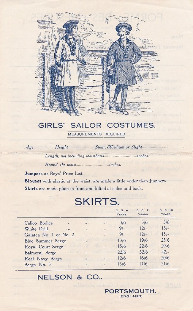 Girls' Sailor Costumes.