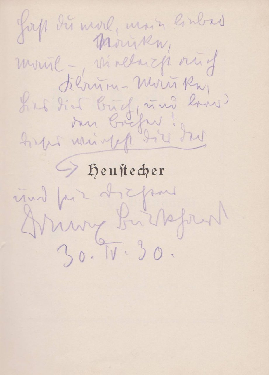 Heustecher. Roman. (Mit Widmung und Signatur des Autors!).