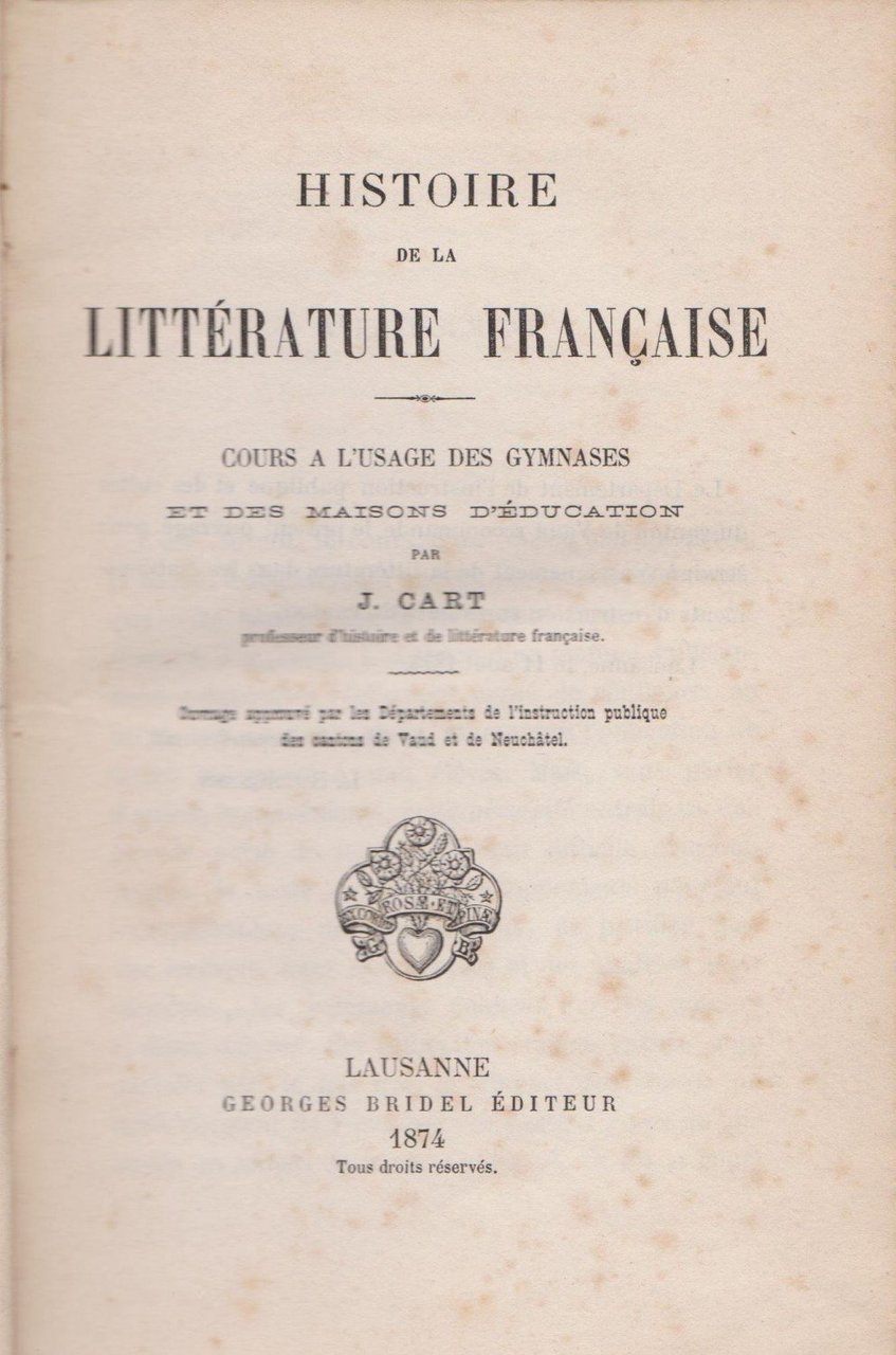 Histoire de la Littérature Francaise.