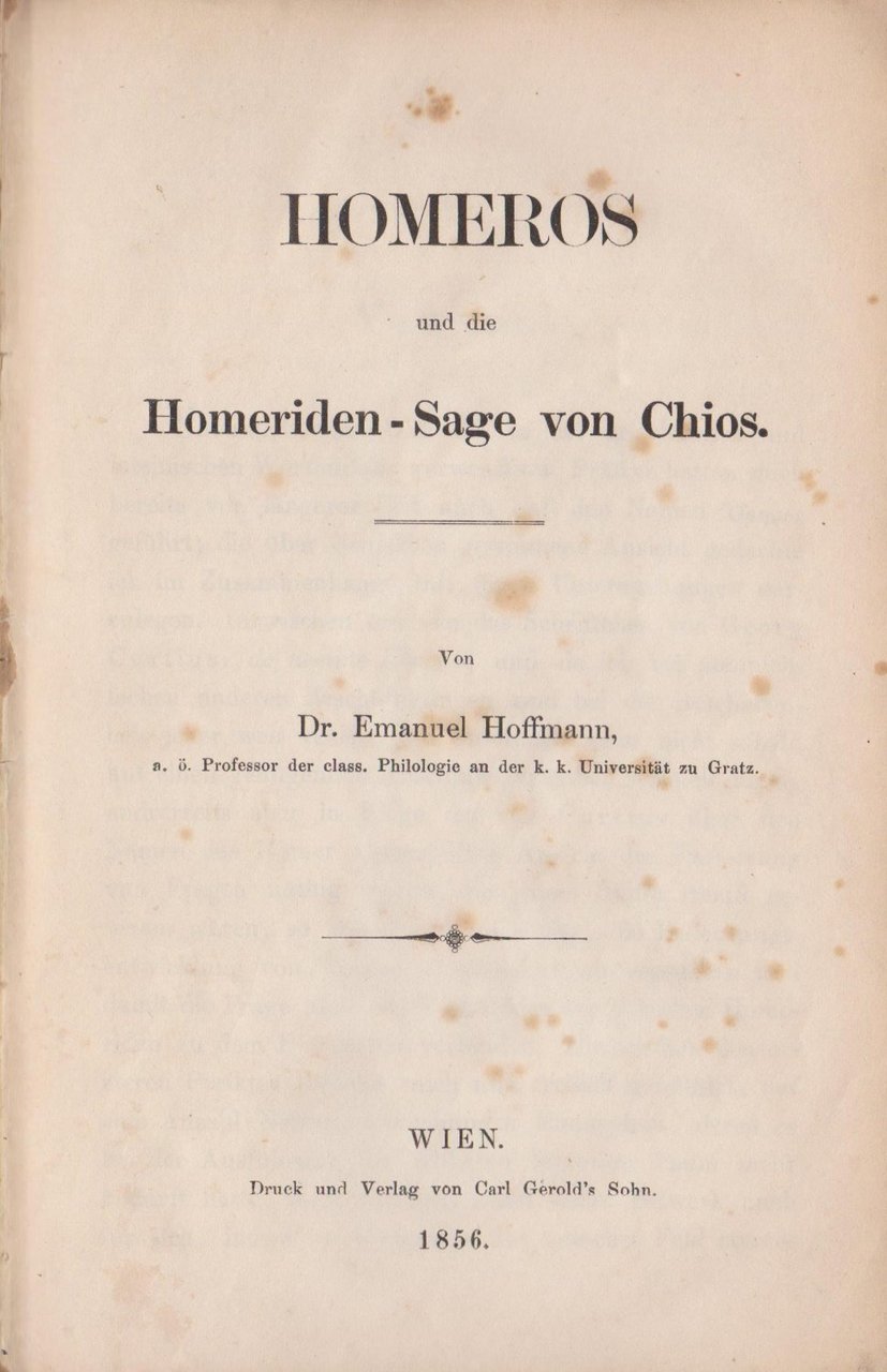 Homeros und die Homeriden-Sage von Chios.