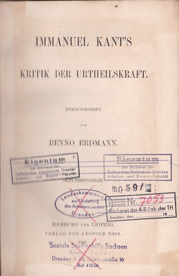 Immanuel Kant's Kritik der Urtheilskraft.
