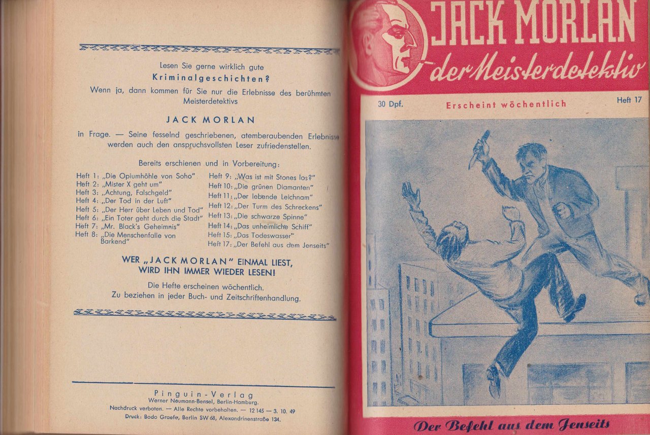Jack Morlan, der Meisterdetektiv. Heft 11 - 20 (in 1 …