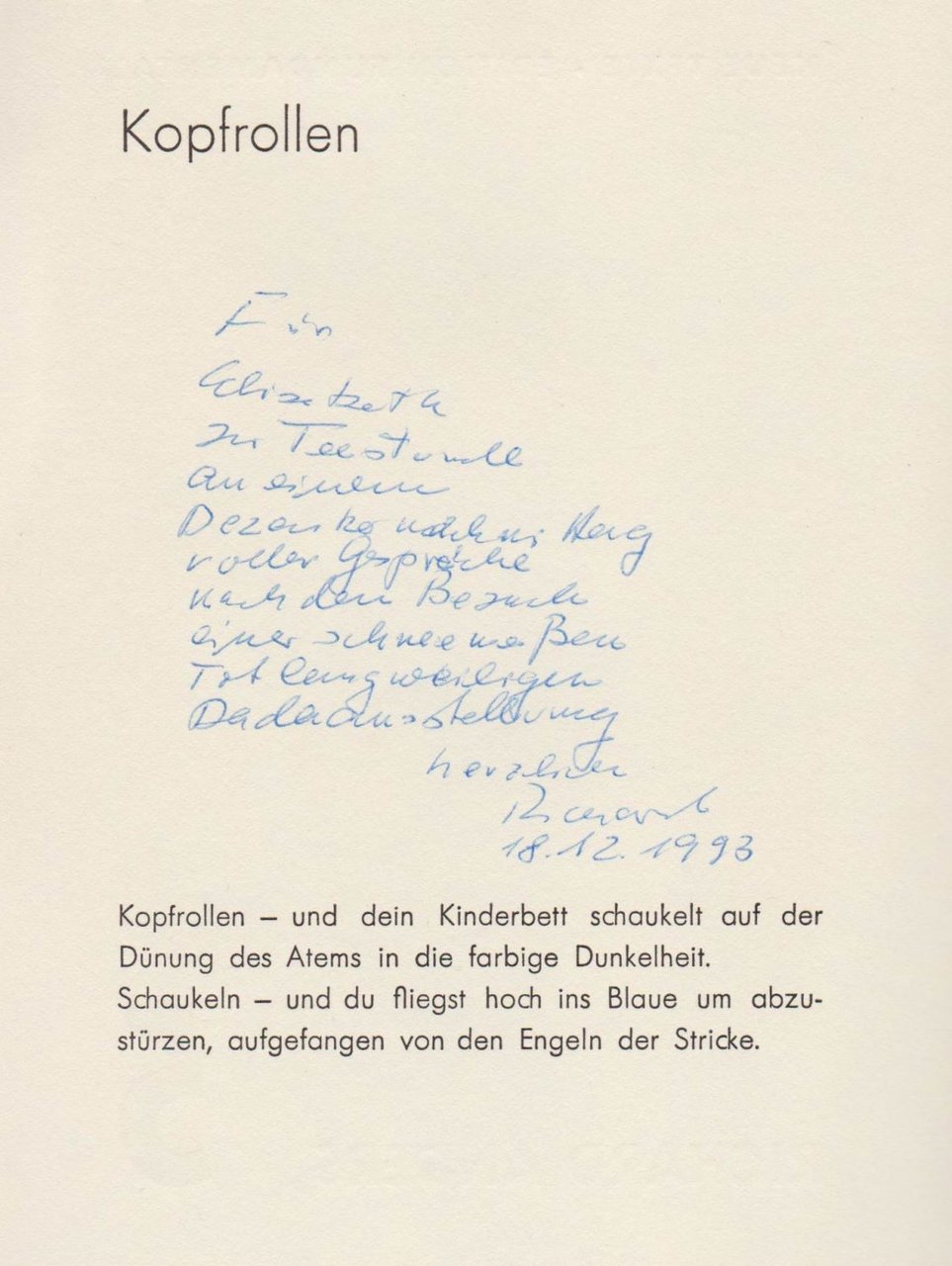 Kopfrollen.(Autorenwidmung!).