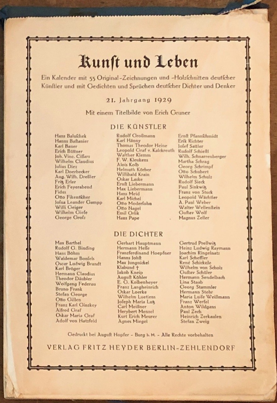 Kunst und Leben 1929.