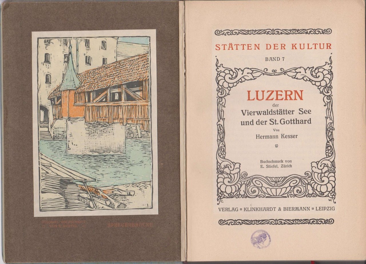 Luzern. Der Vierwaldstätter See und der St. Gotthard. (Signiert!).