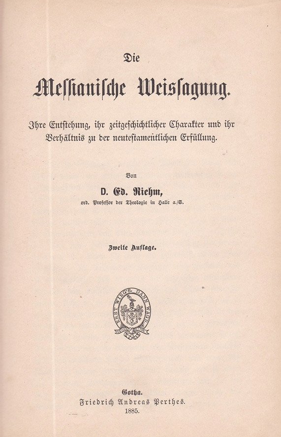 Messianische Weissagung. (Originalausgabe!)
