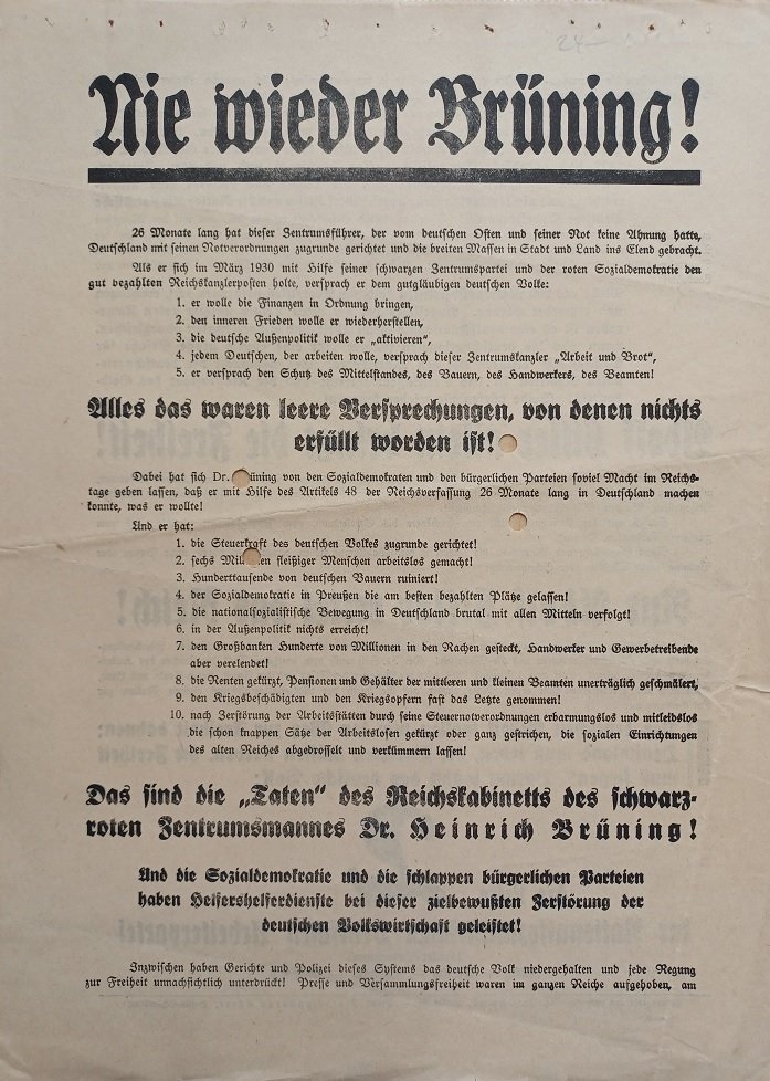 Nie wieder Brüning!