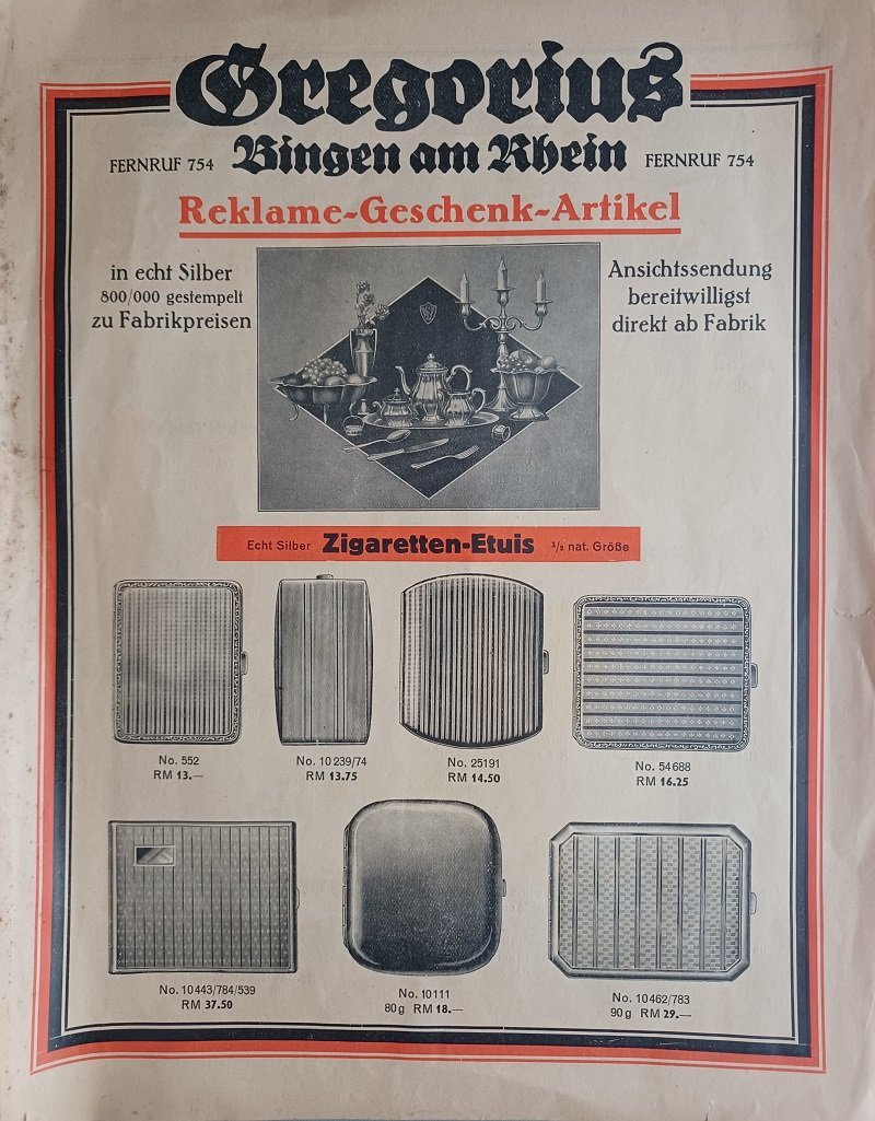 Reklame-Geschenk-Artikel in echt Silber 800/000 gestempelt zu Fabrikpreisen.