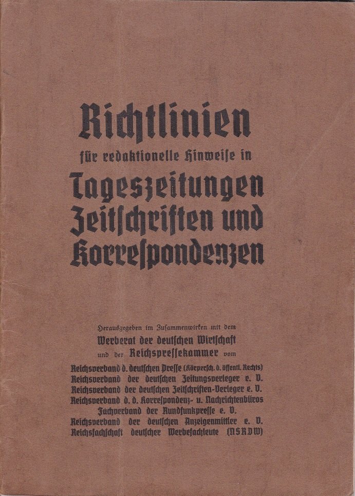 Richtlinien für redaktionelle Hinweise in Tageszeitungen, Zeitschriften und Korrespondenzen.