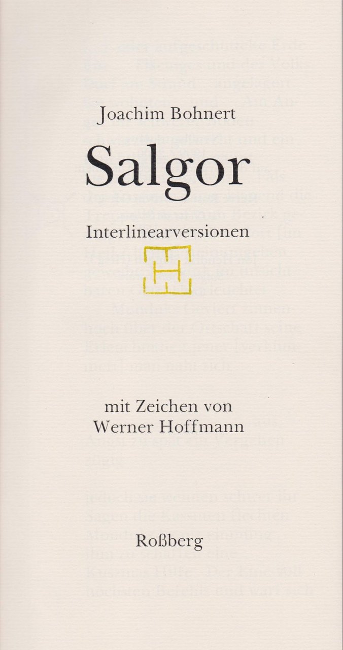 Salgor. Interlinearversionen. (Mit Widmung des Autors!).