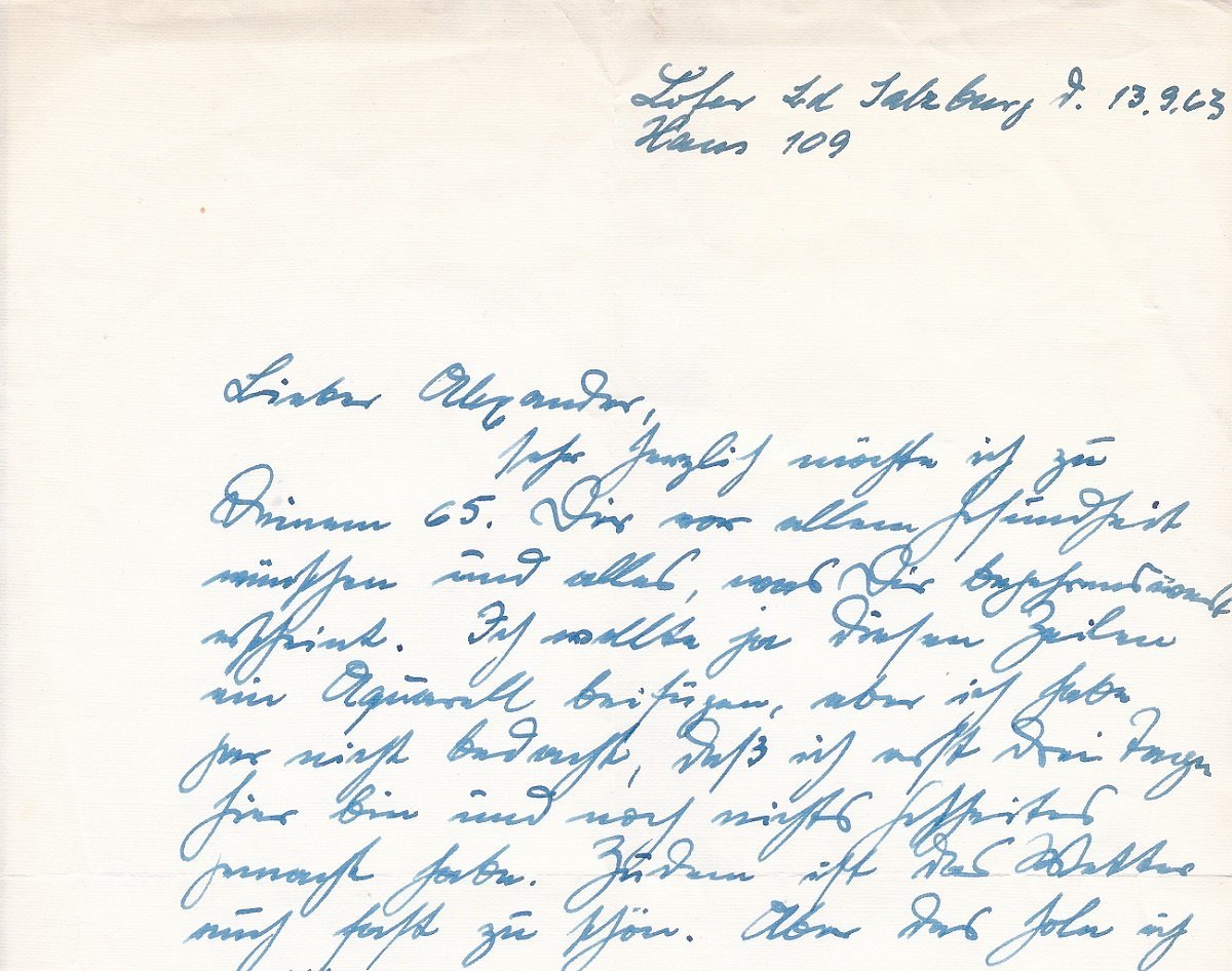 Schreiben mit handschriftlichen Wünschen an den Maler Alexander Kampmann zum …