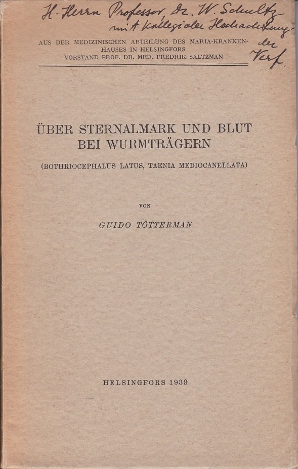 Über Sternalmark und Blut bei Wurmträgern. (Verfasserwidmung).