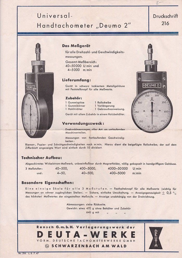 Universal-Handtachometer "Deumo 2".