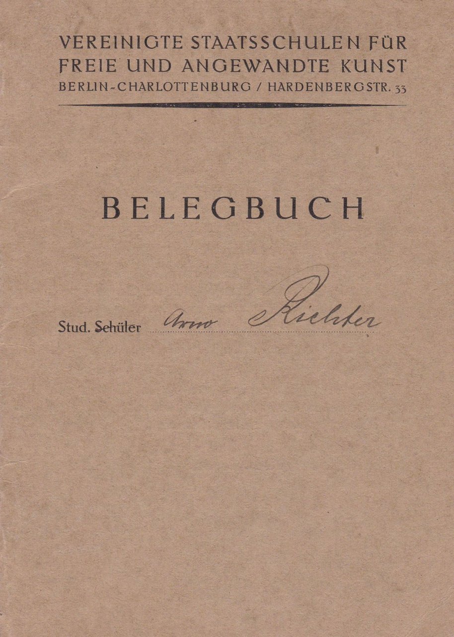 Universitätsdokumente des späteren Kostümbildners, Bühnenbildners und Filmarchitekten Arno Richter.