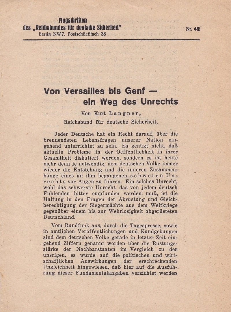 Von Versailles bis Genf - ein Weg des Unrechts.