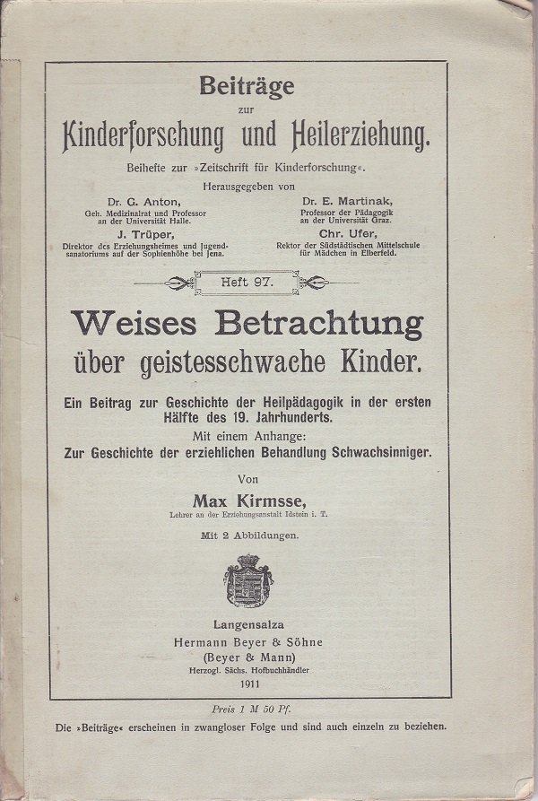 Weises Betrachtung über geistesschwache Kinder.