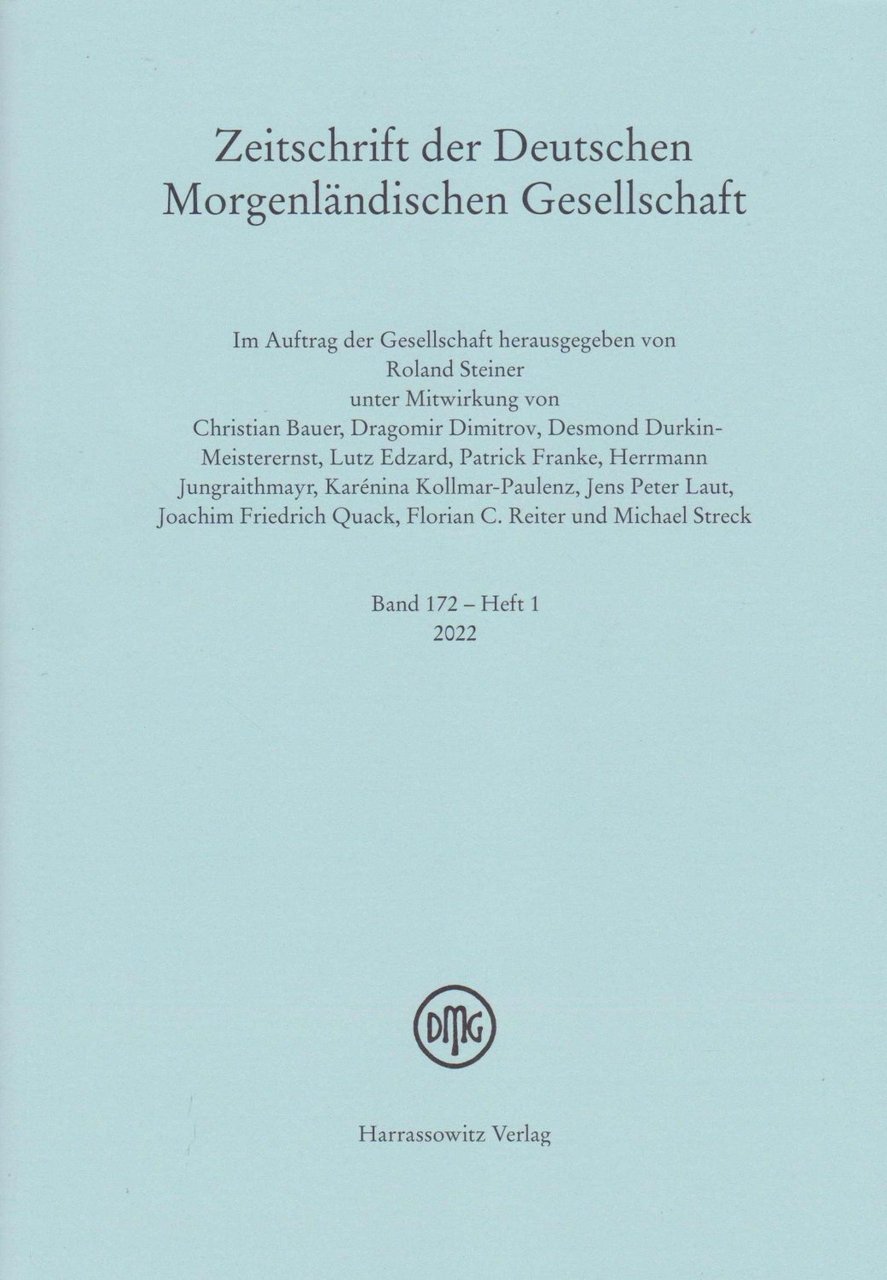 Zeitschrift der Deutschen Morgenländischen Gesellschaft. Band 172 - Heft 1, …