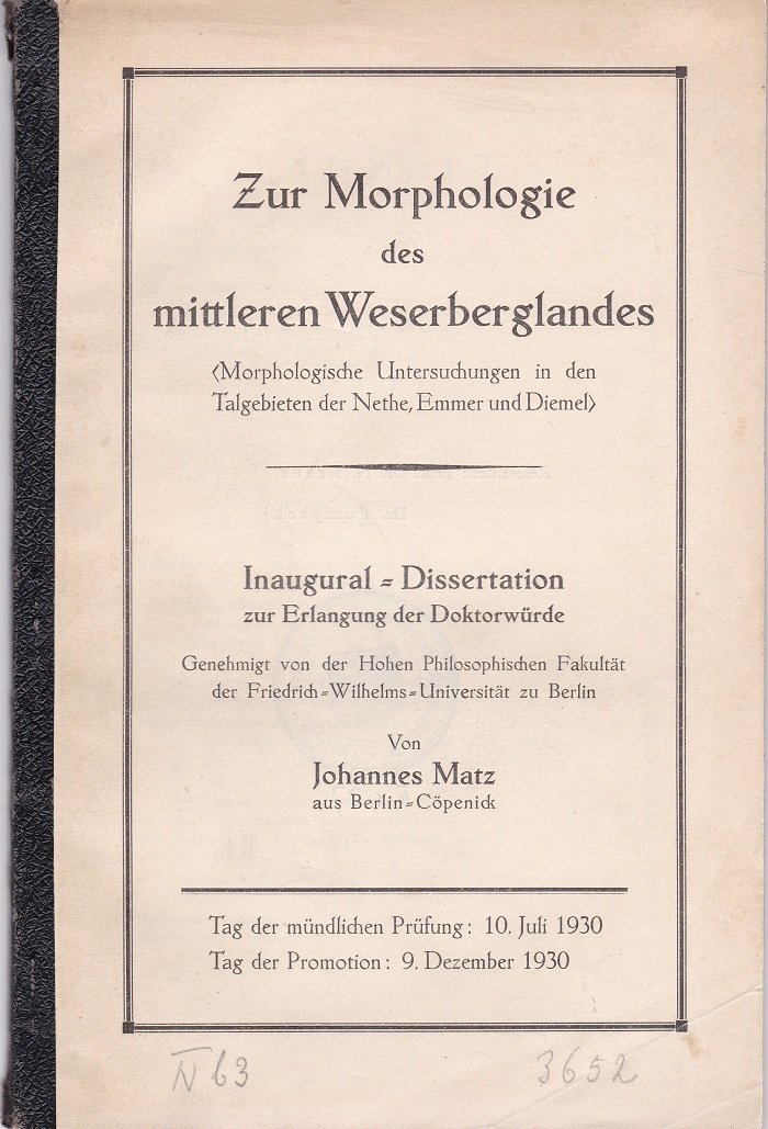 Zur Morphologie des mittleren Weserberglandes.