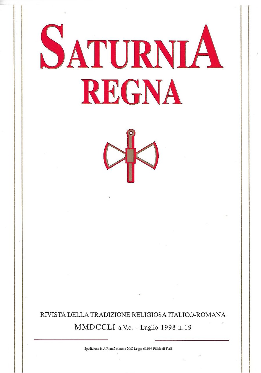 SATURNIA REGNA - N. 19 - luglio 1998