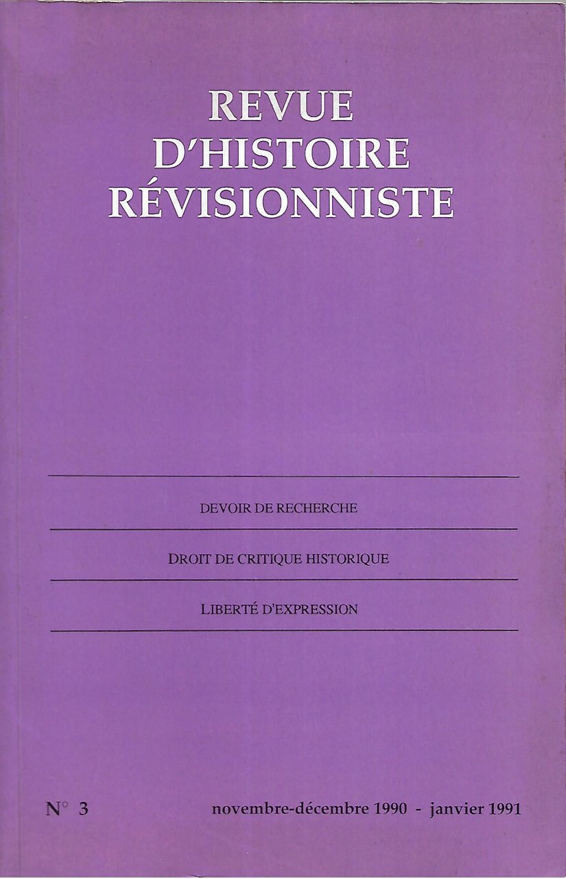 Revue d'Histoire Revisionniste - n. 3 novembre-decembre 1990/janvier 1991