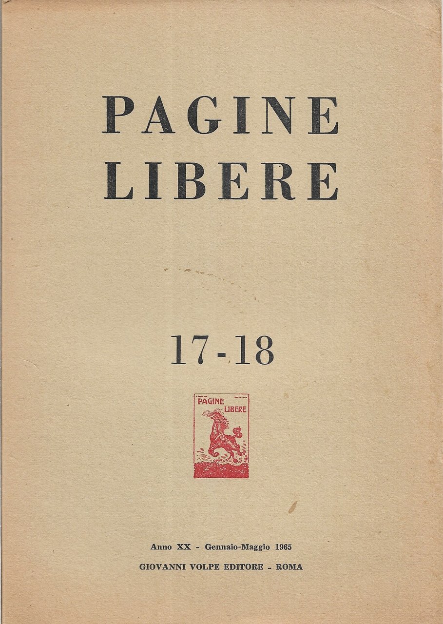 Pagine Libere - anno XX n. 17-18 - gennaio/maggio 1965