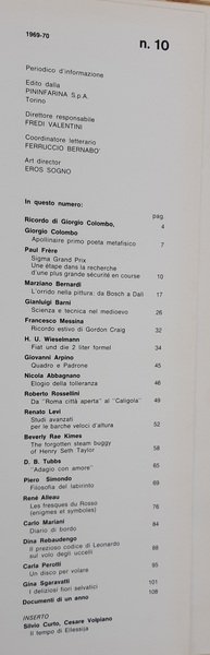 RIVISTA PININFARINA N.10. RICORDO DI GIORGIO COLOMBO
