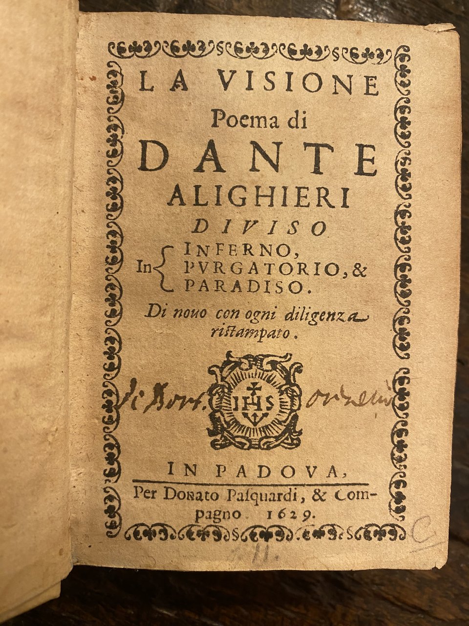 La visione di Dante Alighieri diviso in Inferno, Purgatorio e …